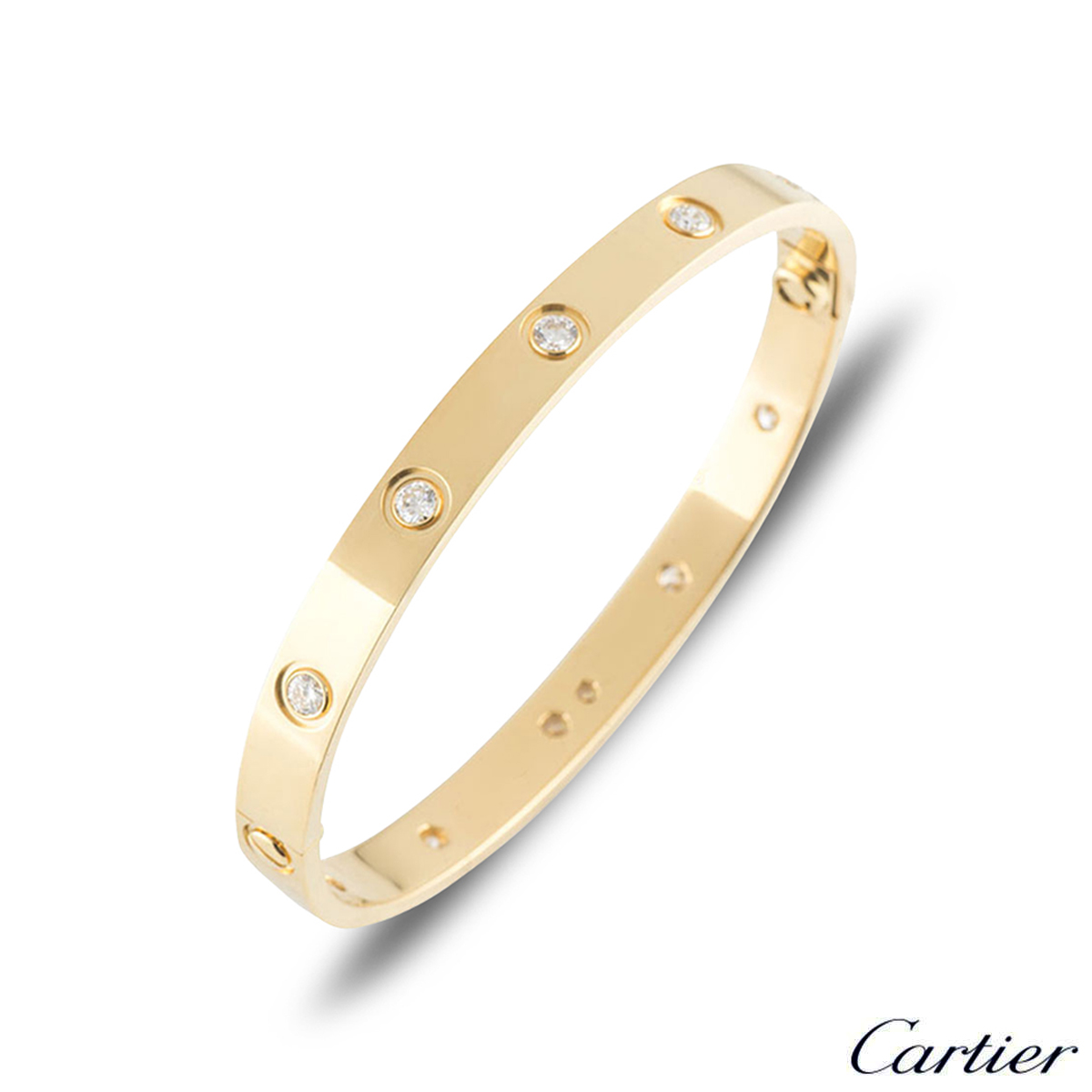 Cartier Yellow Gold Full Diamond Love Bracelet Size 18 B6040518 | Rich ...